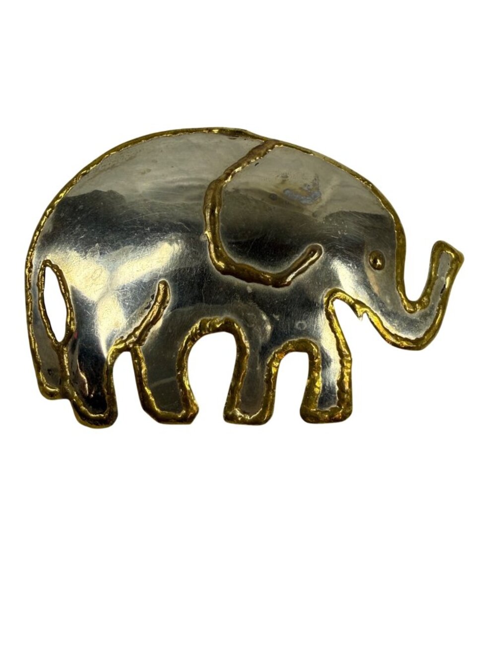 Elephant Brooch Pin Silver Tone Metal Gold Tone Accents Vintage Alabama Fan